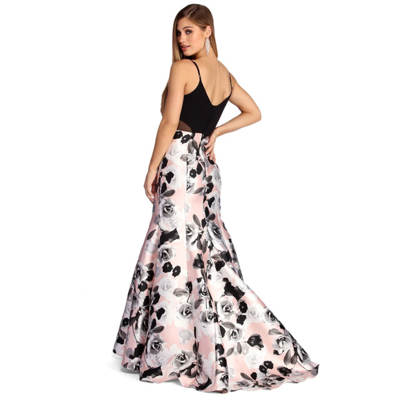 NWT Windsor Formal / Prom Floral Trumpet Skirt - Sky Blue - Size 3 - Picture 7 of 9